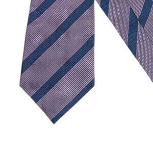 Nautica Silk Tie Men’s 60” Purple Navy Blue Woven Stripe Preppy Wide New
